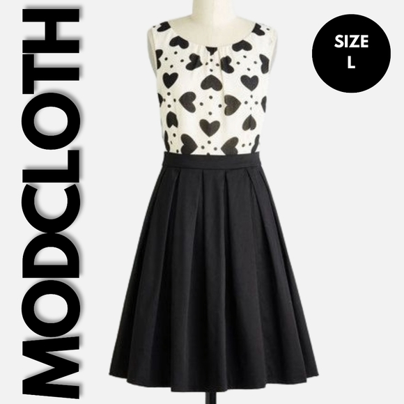 Modcloth Dresses & Skirts - ModCloth Sweetheart Black and White Dress Size L